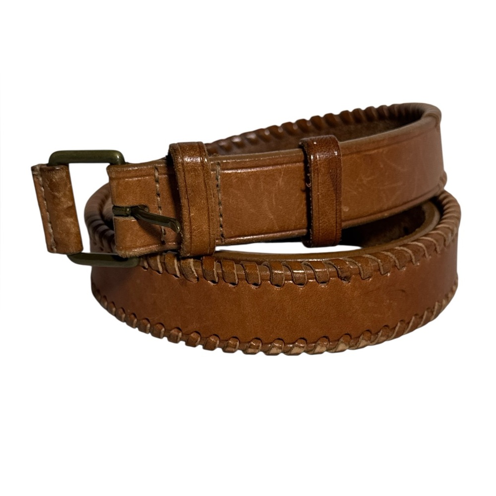 Western Style Stitching Brown  Genuine Leather Men's Belt - Size 36